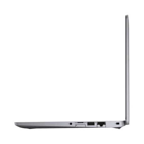 A slim, silver Dell Latitude 5310 i5 business laptop is shown from the side with its 13.3 screen open at a right angle, displaying USB, Ethernet, and audio jack ports. Specs include 16GB RAM, 256GB SSD, and Windows 11 Pro.