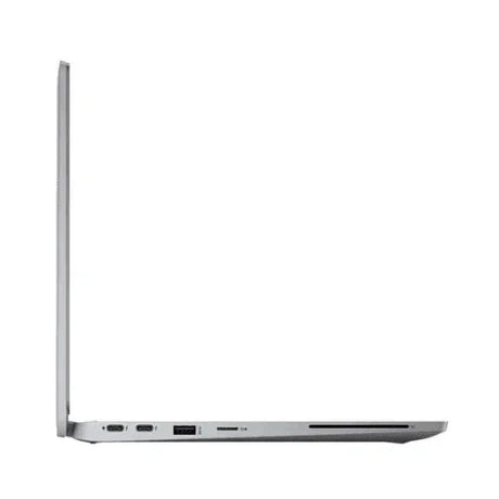 The Dell Latitude 5320 i5 1145G7 business laptop, shown partially open from the left, reveals HDMI, USB, SD card slot, and Ethernet ports on its slim chassis, set against a white background.