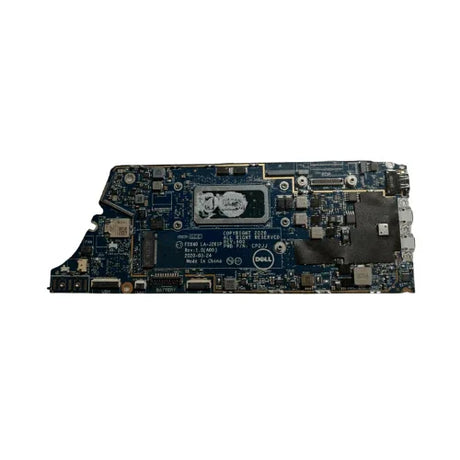 A blue refurbished Dell Latitude 7410 i5 10310U 16GB motherboard by Dell, featuring chips and connectors, is shown isolated on a white background. Includes 3-month warranty.