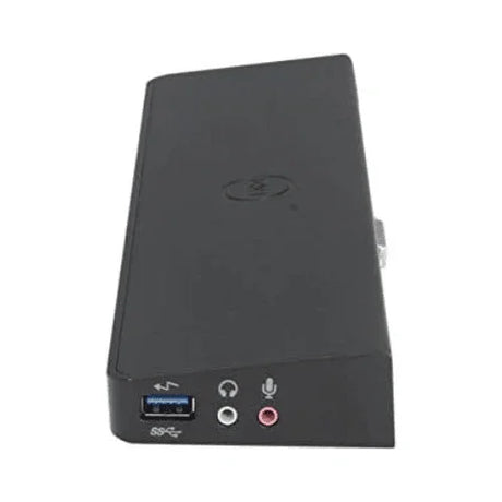 A refurbished Dell D3000 SuperSpeed USB 3.0 HDMI DVI Dock with adapter, featuring front USB, headphone, and mic ports, supports dual 1080P HD video; shown on a white background.