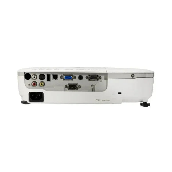 Rear view of the Epson EB-X11 2600 Lumens projector shows VGA, RJ45, and USB ports plus a power socket. This Epson model delivers bright images using advanced 3LCD technology.