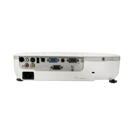Rear view of the Epson EB-X11 2600 Lumens projector shows VGA, RJ45, and USB ports plus a power socket. This Epson model delivers bright images using advanced 3LCD technology.