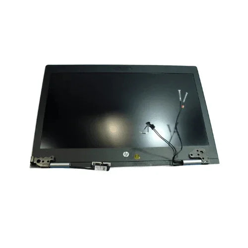 A refurbished HP ProBook 640 G4 14" 1920x1080 display panel (4CF75PA) by HP with visible cables and metal hinges, shown against a white background. Includes 3-month warranty.