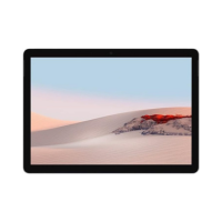 A certified refurbished Microsoft Surface Go 2 Tablet (M3-8100Y, 8GB RAM, 128GB, 10.5" Touch) by Microsoft is shown from the front with a desert landscape on its screen, running Windows 11 Pro for a smooth experience.