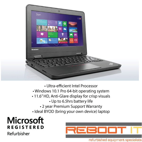 Near New Lenovo ThinkPad 11e Intel M-5Y10c up to 2GHz 4GB 320GB 2yr Wty 11.6" BYOD