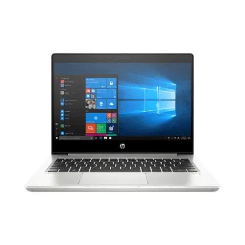 The HP ProBook 430 G7 i5 10210U 8GB 256GB SSD 13.3" W11P Laptop by HP, shown in silver with a black keyboard and Windows desktop on screen, is perfect for remote work—refurbished and backed by warranty.