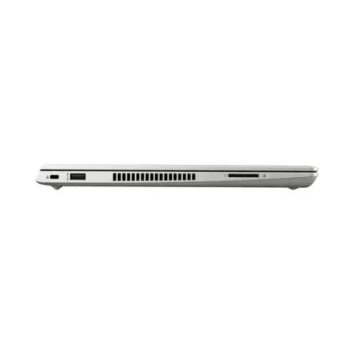 A closed refurbished HP ProBook 430 G7 i5 10210U 13.3" laptop shows a USB port, ventilation grille, and SD card slot—features ideal for business users or remote work setups.