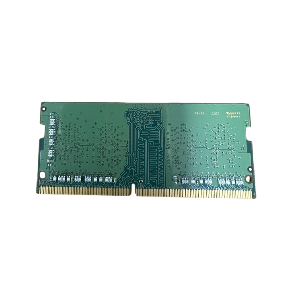 A refurbished Samsung 4GB 1Rx16 DDR4-2400MHz SO-DIMM Laptop RAM module (PC4-2400T, Mix brand) with visible circuits, gold connector pins, and small electronic components along the edge.