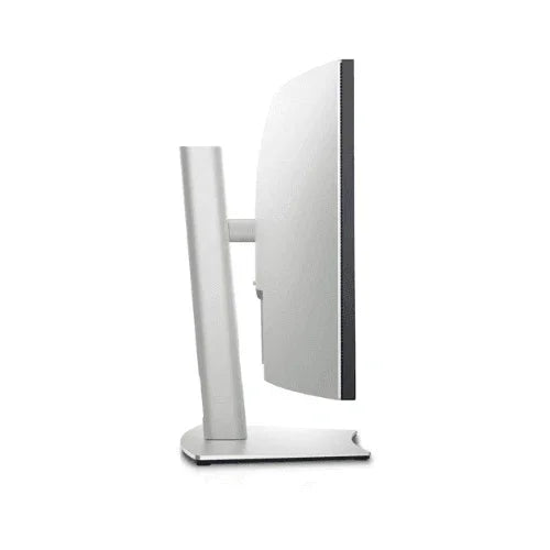 Side view of a refurbished Dell U3421WE 34" Curved IPS monitor with silver stand and slim black bezel, shown on white background, featuring 3440x1440 resolution and USB-C hub connectivity. Brand: Dell.