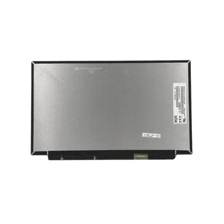 A rectangular Lenovo ThinkPad X1 Carbon G8 14" 1920x1080 Touch Display (5D10V82347) panel, shown from the back with a metallic surface, barcode label, model stickers, and bottom connector—ideal for refurbished replacements.