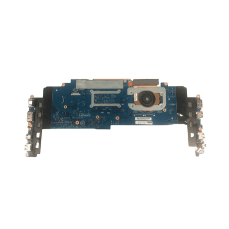 A refurbished Lenovo ThinkPad X1 Yoga Gen 1 i5 6300U 2.4GHz 8GB motherboard (00JT809) with heatsink, cooling fan, and multiple ports, isolated on a white background. Includes 3-month warranty.