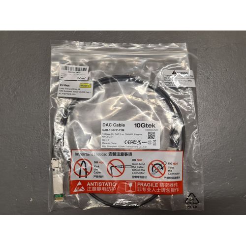 10Gtek CAB-GSFP-P1M 1G SFP Passive DAC Twinax Direct Attach Cable 1m