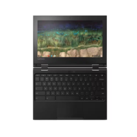 A Lenovo 500e G3 Chromebook N5100 1.1GHz 4GB 32GB 11.6" Touch in black, showing keyboard, touchpad, and screen with a green-beige landscape, viewed from above on a white background. Powered by Intel Celeron N5100.