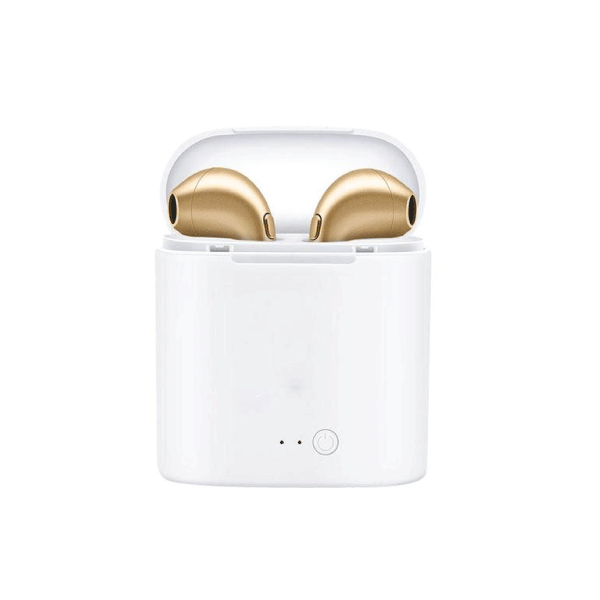 i7s TWS Wireless Bluetooth Twin Earbuds Earphones + Charger for iPhone or Samsung | Gold