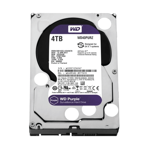 Western Digital WD40PURZ 4TB Purple 3.5" SATA3 Surveillance Hard Drive | NEW