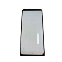 A Samsung Galaxy A20 Dual-SIM 32GB Black Unlocked Smartphone (Brand: Samsung) is shown with a faint vertical white bar on the mostly white screen, indicating possible screen burn. The device is set against a white background.