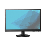 A refurbished AOC 22" 2260W Monitor (FHD, VA, 60Hz, LED, HDMI, USB-C, DP, Height Adj, VESA) featuring a round stand and a blue geometric wallpaper on screen, set against a white background.