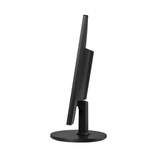 A refurbished AOC 22" 2260W FHD VA monitor with HDMI, USB-C, DP, height adjustment, and VESA mount is seen side-on, highlighting its slim profile and round base against a plain white background.