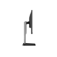 Side view of the AOC Q27P1B 27" IPS QHD (2560x1440) productivity monitor with a slim ergonomic stand and thin screen, shown against a white background. Supports HDMI, DP, DVI, VGA, USB.