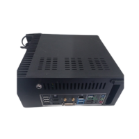 A compact black MSI desktop, ASUS P8Z77-I DELUXE SFF with an Intel i3-3225 3.3GHz, 16GB RAM, 256GB SSD, and WiFi is shown from the back featuring USB, HDMI, Ethernet ports, audio jacks, and ventilation slots. No OS included.