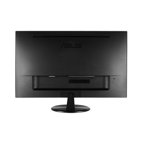 A black Certified Refurbished ASUS VP247 23.6" Monitor seen from the back, featuring the ASUS logo, a rectangular stand, and rear detailing. This Full HD 1920x1080 VGA/HDMI display delivers quality visuals for your workspace. 1-Year Warranty included.