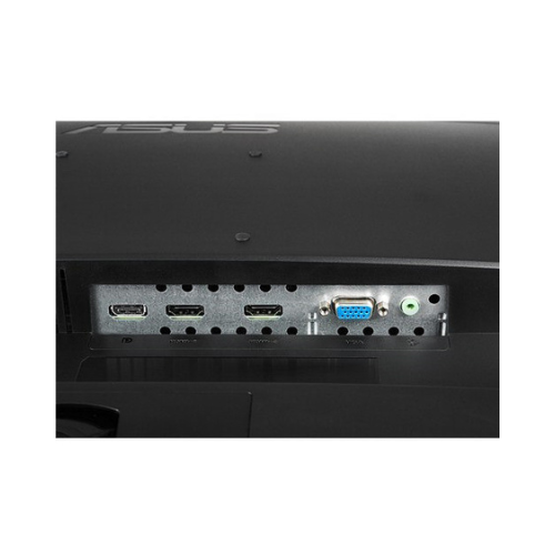 Close-up of the ASUS VP247 23.6" LCD monitor's back panel, highlighting HDMI, VGA, and audio ports. The ASUS branding appears on the casing. Certified refurbished with 1-year warranty.