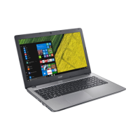 A silver Acer Aspire F5-573G i7 7500U laptop is open on a white background, showing Windows 10 Pro with app icons and a desktop wallpaper of green and yellow fields.