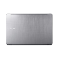 Closed silver Acer Aspire F5-573G i7 7500U laptop by Acer viewed from above, showing the brushed metal lid with the Acer logo in the upper left; features Intel Core i7 7500U, 16GB RAM, and dual storage.