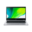 Acer Spin SP314-54N 2-in-1 convertible laptop in silver with a black keyboard, open and facing forward. The 14" display shows a vibrant abstract background with green, yellow, and blue colors. Features i5 1035G1, 8GB RAM, 128GB SSD, Windows 11 Pro.