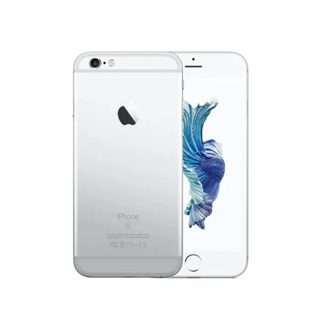An Apple iPhone 6S Plus 128GB Silver Unlocked Mobile Phone | Wty by Apple is shown, with one device displaying the screen and another showing the back with the Apple logo and camera.