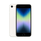An Apple iPhone SE 2022 3rd Gen 64GB Starlight Unlocked smartphone (AU STOCK) shows a vibrant blue, green, and purple striped display. This certified refurbished device has a black front, visible back camera, and flash.