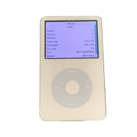 A black Apple iPod Classic 5th Gen A1136 30GB Video MP3 Player from Apple, with warranty and circular control wheel—Certified Refurbished for reliable performance.