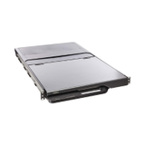 The Belkin F1DC108H 19" Rack Console is a sleek, black 1U rack-mount device with an 8-port KVM switch, ideal for efficient server management in standard enclosures. Brand: Belkin.