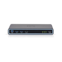 The Biamp Devio SCR-20 Conference Hub is a black rectangular device with USB, HDMI, and Bluetooth by Biamp, featuring four green indicator lights—designed for small conference rooms—set against a white background.