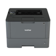 The Brother HL-L5100DN is a black and gray monochrome laser printer with 1200dpi, duplex printing, USB/Ethernet ports, top paper output tray, left-side controls, and the Brother logo on the front—ideal for high-volume use.
