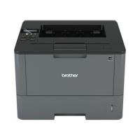 The Brother HL-L5100DN is a black and gray monochrome laser printer with 1200dpi, duplex printing, USB/Ethernet ports, top paper output tray, left-side controls, and the Brother logo on the front—ideal for high-volume use.
