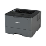 The Brother HL-L5100DN Monochrome Laser Printer, shown against a white background, features a front paper tray and top-left control buttons, offers 1200dpi duplex printing via USB or Ethernet, and is designed for high-volume use.