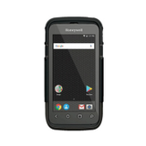 The Honeywell Dolphin CT60-L1N 4G LTE rugged scanner features a touchscreen, black protective casing, 32GB storage, and displays Android icons. This enterprise device is certified refurbished and comes with warranty.
