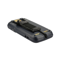 A black Honeywell Dolphin CT60-L1N 4G LTE rugged scanner (32GB) with reinforced edges and a rear strap, shown lying face down on a white background.