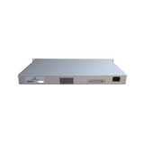 A front view of the Cisco Meraki MS220-24P 24-Port Gigabit PoE+ Managed Switch (370W), featuring vents, multiple ports, and a power socket in a rectangular silver rack-mountable design against a plain white background.
