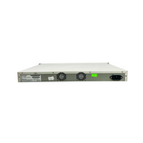 Rear view of a certified refurbished Cisco Meraki MS42P-HW 48-Port PoE+ Gigabit switch, showing cooling fans, power switch, input socket, and technical label, isolated on white. Includes warranty.