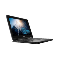 A black Dell Chromebook 3100 2-in-1 N4020 (11.6" Touch, 4GB RAM, 32GB SSD) is open on a white background, showing a cityscape with sunlight reflecting off glass buildings on its screen.