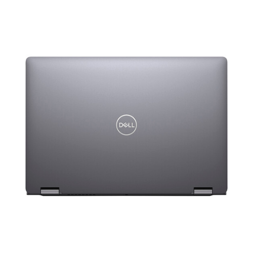 A closed silver Dell Latitude 5310 2-in-1 i7, viewed from above with the Dell logo centered on the lid. Hinges and edges of this certified refurbished Dell laptop are visible at the bottom. Specs: 16GB RAM, 256GB SSD, 13.3" W11P.