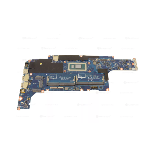A Dell Latitude 5430 i5 1235U 1.3GHz 1Y2TP motherboard, blue with visible chips, connectors, ports, CPU socket at center and RAM slots below, laid flat on white background—ideal for keyword extraction in detailed listings.