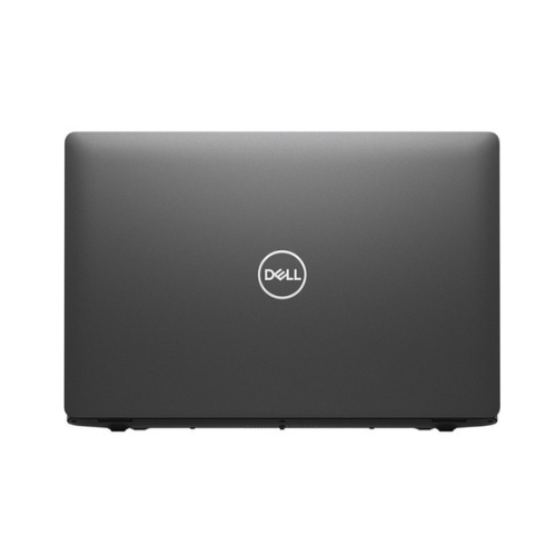 A rear view of a certified refurbished Dell Latitude 5500 laptop featuring an i7-8665U processor, 32GB RAM, 512GB SSD, and 15.6" display, running Windows 11 Pro.