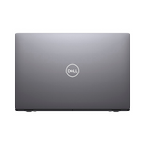 Closed silver Dell Latitude 5511 i7-10850H laptop with 32GB RAM and 512GB SSD, certified refurbished, viewed from above with the Dell logo centered on the lid against a plain white background.