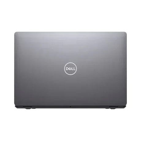 Closed silver Dell Latitude 5511 i7-10850H laptop with 32GB RAM and 512GB SSD, certified refurbished, viewed from above with the Dell logo centered on the lid against a plain white background.