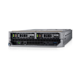 A Dell PowerEdge M640 Blade Server with dual Silver 4214R CPUs, 256GB RAM, and 2x240GB drives is shown featuring black venting and indicator lights on the front—ideal for enterprise virtualization—against a white background.