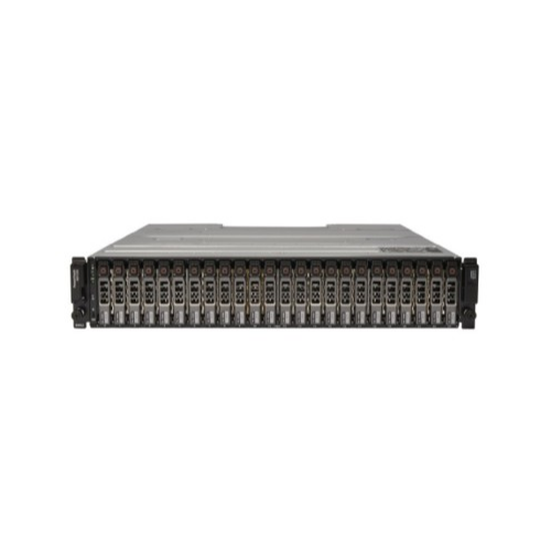 Front view of a Dell PowerVault MD1220 24-Bay 2U 6Gbps SAS Enclosure with Dual EMM and two 600W PSUs, displaying multiple drive bays and indicator lights against a plain white background.