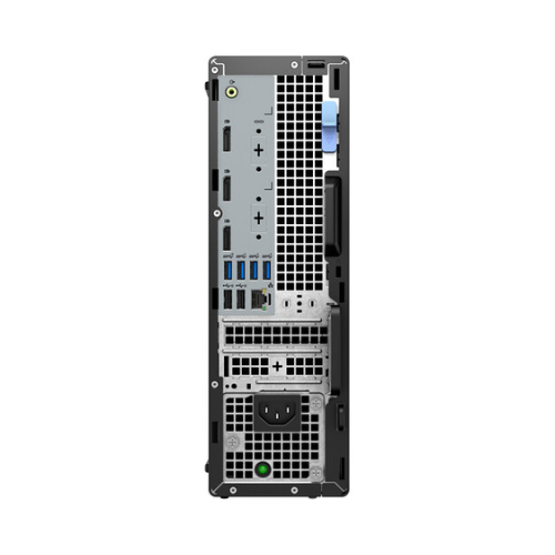 Rear view of the Dell Precision 3460 SFF i7 12700 shows various ports, ventilation grids, power supply input, USB ports, HDMI, audio jacks, and expansion slots on a white background.